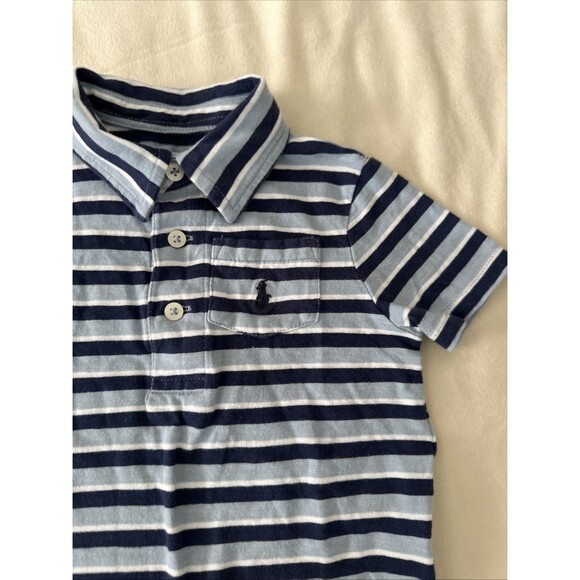 Ralph Lauren 24 Months Rompers Shortalls Blue Striped 2 Pieces Baby 2T - Picture 10 of 14